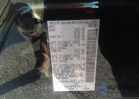 2018 Nissan Rogue Sv from USA, damaged, VIN 5N1AT2MT8JC852832